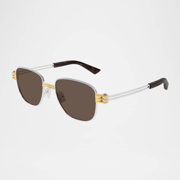 Bottega Veneta Silver and Gold Accent Sunglasses